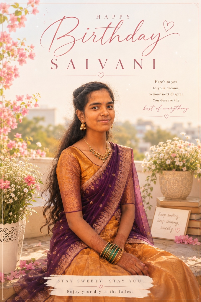 Saivani in royal purple and gold traditional attire